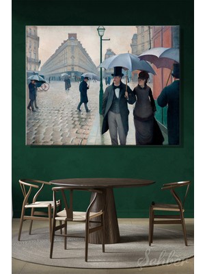 Şehber Yatay Kanvas Tablo Tekli Ev Kafe Ofis Gustave Caillebotte Paris Caddesi Yağmurlu Gün 2571
