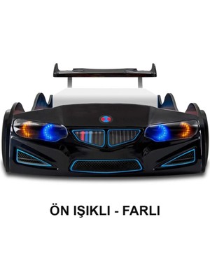 İnegöl'den Eve Bmw - Eko - Arabalı Yatak Araba Karyola - Ön Farlı - Siyah