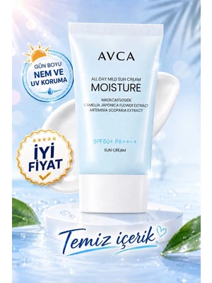 Avca Gün Boyu Nemlendirici Su Bazlı Güneş Kremi SPF50+ Pa++++ - All Day Moisture Mild Sun Cream SPF50+ Pa++++ 35 ml