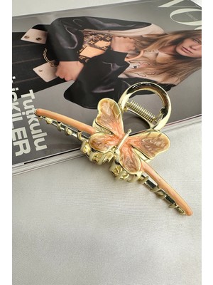 Modex Altın Rengi Mineli Metal Kelebek Kıskaç Toka (10CM)
