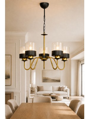Esslight Virello 5’li Eskitme Bal Camlı Salon Mutfak Yatak Odası Avizesi