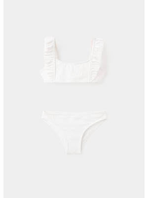 MANGO Kids Volanlı kabartmalı çiçek desenli bikini