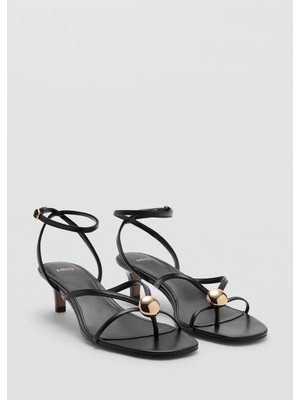 Mango Metal Boncuklu Bantlı Topuklu Sandalet
