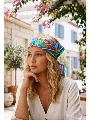 Tua İpek Yaz Rüyası Desen 70*70CM Bandana/fular