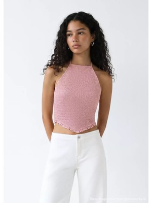 Mango Buzgülü Halter Yaka Bluz