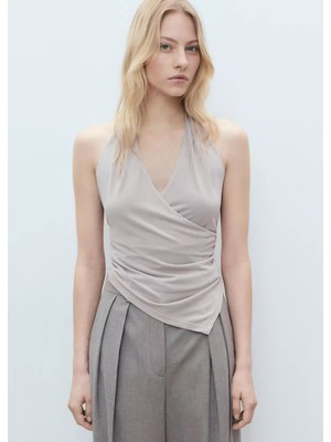 Mango Halter Yaka Kruvaze Bluz