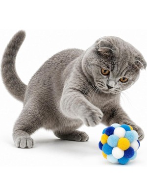 Orletz Çıngıraklı Ponpon Kedi Oyuncağı - Renkli Interaktif Peluş Top - Zilli Yuvarlanan Kedi Topu - Çiğneme ve Tırmalama Için Uygun - Hafif ve Dayanıklı