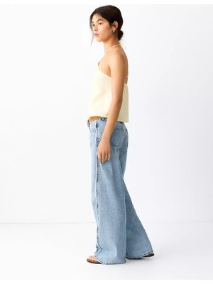 Mango Düşük Bel Wide Leg Jean Pantolon