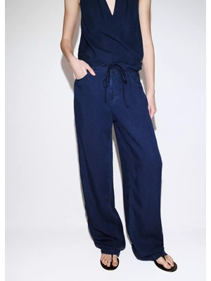 Mango Bağ Detaylı Kemerli Jean Pantolon