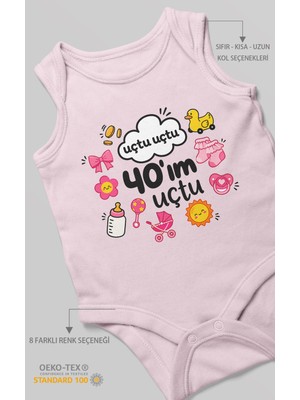Morivo Kids Uçtu Uçtu 40\'ım Uçtu Sıfır Kol Bebek Zıbını %100 Pamuk