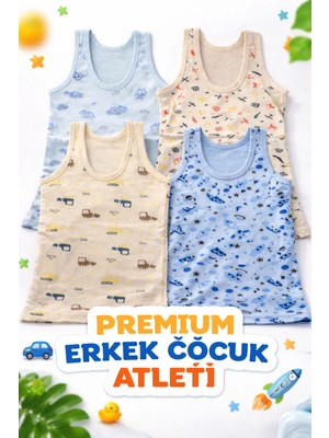Jhena 4 Adet Çocuk Atlet, Erkek Çocuk Atlet, % 100 Pamuk Çocuk Atlet, Çocuk Iç Giyim