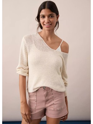 Mango Zımbalı Denim Şort