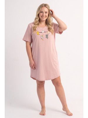 Stil Diva Büyük Beden Cepli Pijama Penye Gecelik