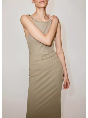 Mango Drape Askı Detaylı Pamuklu Elbise