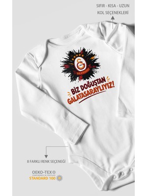 Morivo Kids Biz Doğuştan Galatasaraylıyız Uzun Kollu Çıtçıtlı Bebek Body %100 Pamuk