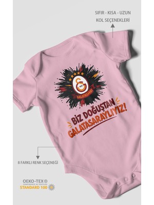 Morivo Kids Biz Doğuştan Galatasaraylıyız Kısa Kollu Bebek Body %100 Pamuk