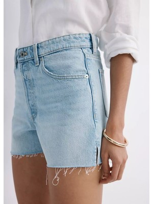 Mango Paçaları Dikişsiz Denim Şort