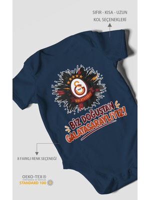 Morivo Kids Biz Doğuştan Galatasaraylıyız Kısa Kollu Bebek Body %100 Pamuk