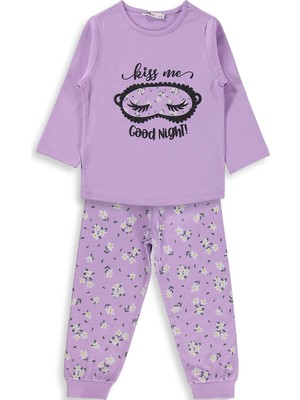 Civil Girls Çiçek Desenli 2-5 Yaş Pijama Takımı - Lila