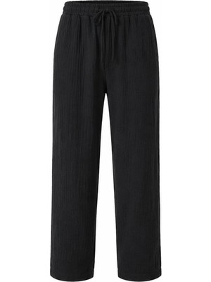Serseri Jeans Erkek %100 Pamuk Müslin Pantolon Lastikli Bel Bağcıklı Rahat Kalıp Günlük Yazlık Nefes Alan Hafif Dokulu Casual Pantolon