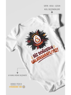 Morivo Kids Biz Doğuştan Galatasaraylıyız Kısa Kollu Bebek Body %100 Pamuk