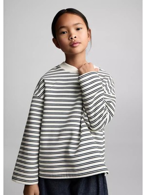 Mango Çizgili Koton Sweatshirt