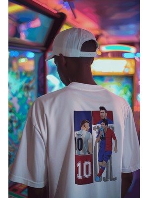 Rabona Fashion Lionel Messi Ikonik Anlar Çift Baskılı T-Shirt