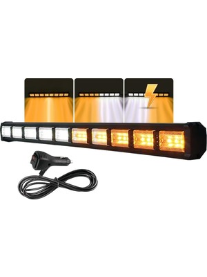 Cama Çakar Beyaz Turuncu LED Flaş Çakmaklık Girişli 85 cm 19 Mod Araç Içi Ön Arka Cam Araç Dışı Tepe Izgara Acil Ikaz Sinyal Uyarı Yönlendirme Spot Drl Gece Gündüz Çalışan Lamba