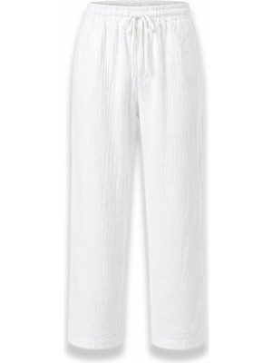 Serseri Jeans Erkek %100 Pamuk Müslin Pantolon Lastikli Bel Bağcıklı Rahat Kalıp Günlük Yazlık Nefes Alan Hafif Dokulu Casual Pantolon