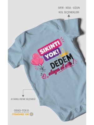 Morivo Kids Sıkıntı Yok Dedem Konuya El Attı Kısa Kollu Bebek Body %100 Pamuk