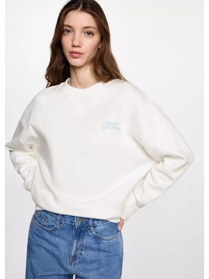 Mango Mesajlı Pamuklu Sweatshirt