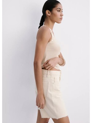 Mango Düşük Bel Düz Kesim Denim Bermuda Şort