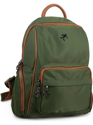 Nas Bag Kadın Çok Cepli Sırt Çantası (En :30CM x Boy:34) Haki Taba