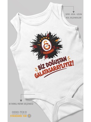 Morivo Kids Biz Doğuştan Galatasaraylıyız Sıfır Kollu Bebek Zıbını %100 Pamuk