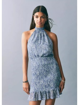 Mango Halter Yaka Desenli Elbise
