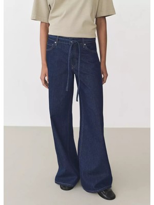 Mango Düşük Belli Kemerli Wideleg Jean Pantolon