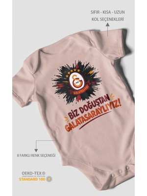 Morivo Kids Biz Doğuştan Galatasaraylıyız Kısa Kollu Bebek Body %100 Pamuk