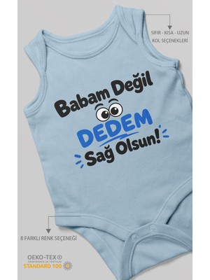 Morivo Kids Babam Değil Dedem Sağolsun Sıfır Kollu Bebek Zıbını %100 Pamuk