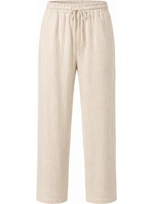 Serseri Jeans Erkek %100 Pamuk Müslin Pantolon Lastikli Bel Bağcıklı Rahat Kalıp Günlük Yazlık Nefes Alan Hafif Dokulu Casual Pantolon