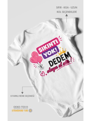 Morivo Kids Sıkıntı Yok Dedem Konuya El Attı Kısa Kollu Bebek Body %100 Pamuk