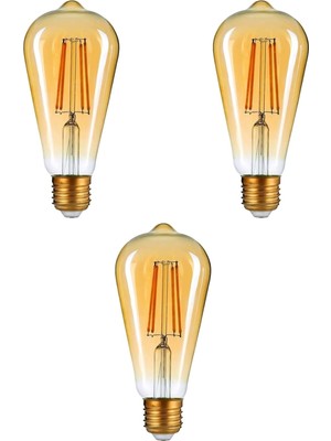 Armut Tipi Edison Model Filament Tasarruflu ST64 LED Rustik Dekoratif Ampul Vintage Aydınlatma (3, 6 Watt ST64)