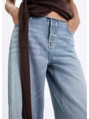 Mango Püsküllü Bel Wide Leg Jean Pantolon