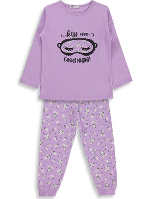 Civil Girls Çiçek Desenli 6-9 Yaş Pijama Takımı - Lila
