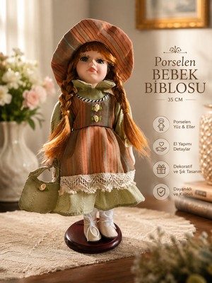 Be-Lis Premium 35 cm El Yapımı Porselen Bebek Biblosu | Vintage Dekoratif Vitrin ve Salon Süsü | Koleksiyonluk Şık Tasarım