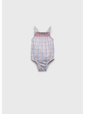 MANGO Baby Büzgülü panelli çizgili mayo