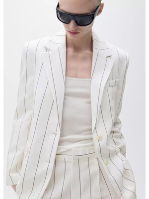 Mango Çizgili Kumaş Blazer Ceket