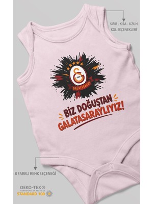 Morivo Kids Biz Doğuştan Galatasaraylıyız Sıfır Kollu Bebek Zıbını %100 Pamuk