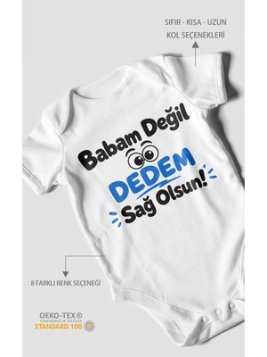 Morivo Kids Babam Değil Dedem Sağolsun Kısa Kollu Bebek Body %100 Pamuk