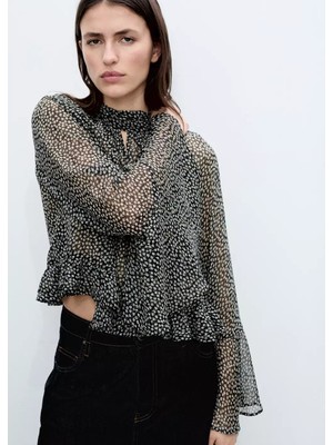 Mango Çiçek Desenli Volanlı Bluz
