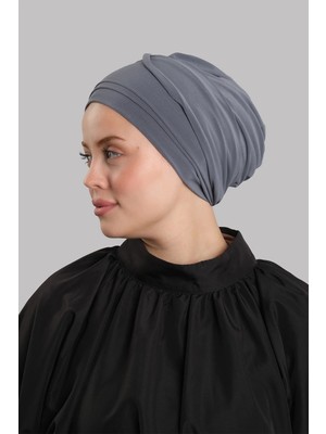 Hürrem Bone Antrasit Versa Kuyruklu Pratik Tesettür Bone Sandy Büzgülü 2515_25